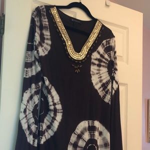 INC tie dye knit long sleeve top Brown medium